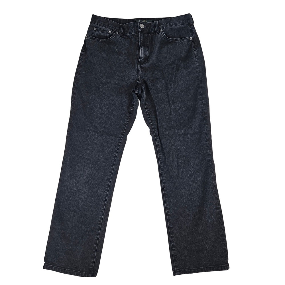 Lauren Ralph Lauren Classic Straight Leg Jeans Black Dark Wash Denim 10 Preppy